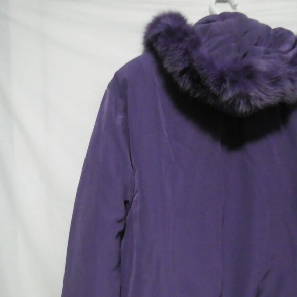 LAURA PETITES | large | Long Purple Winter Coat with Faux Fur Collar | GUC - Picture 12 of 16